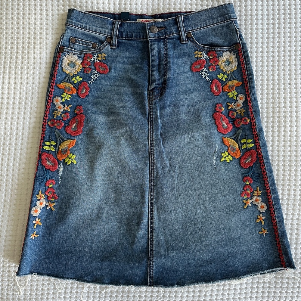 Jonny Was INDIGO EMBROIDERED SKIRT 26